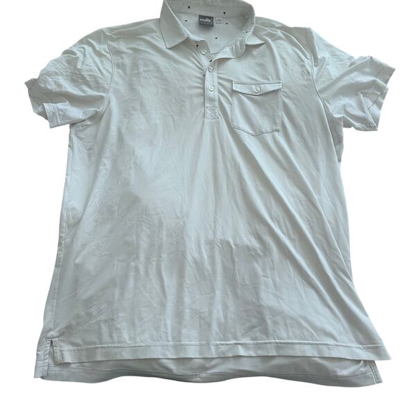 Travis Mathew Rick Time Golf Shirt - Light Gray Green Stripe XXL - Picture 1 of 9